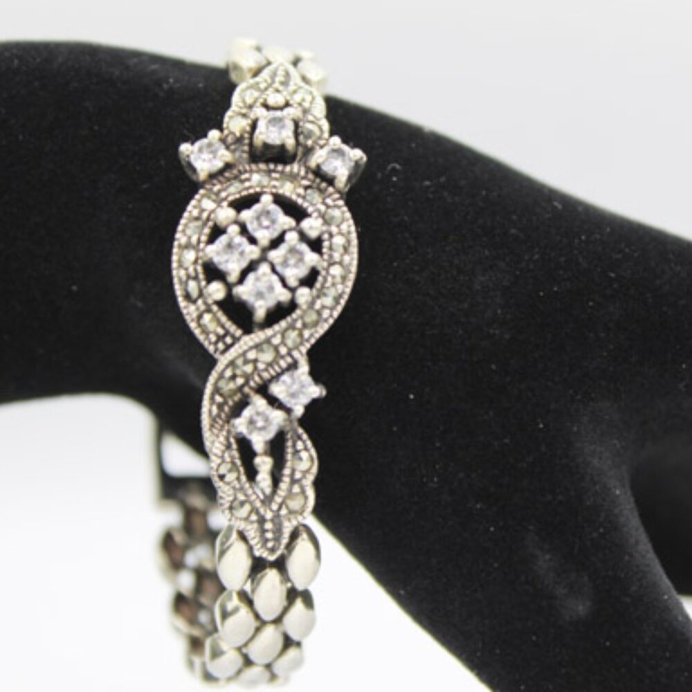 925 Marcasite Rhinestone Bracelet - Picture 5 of 8